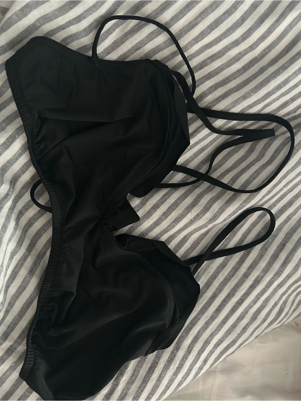 Black J. Crew Ruffle Bikini Top